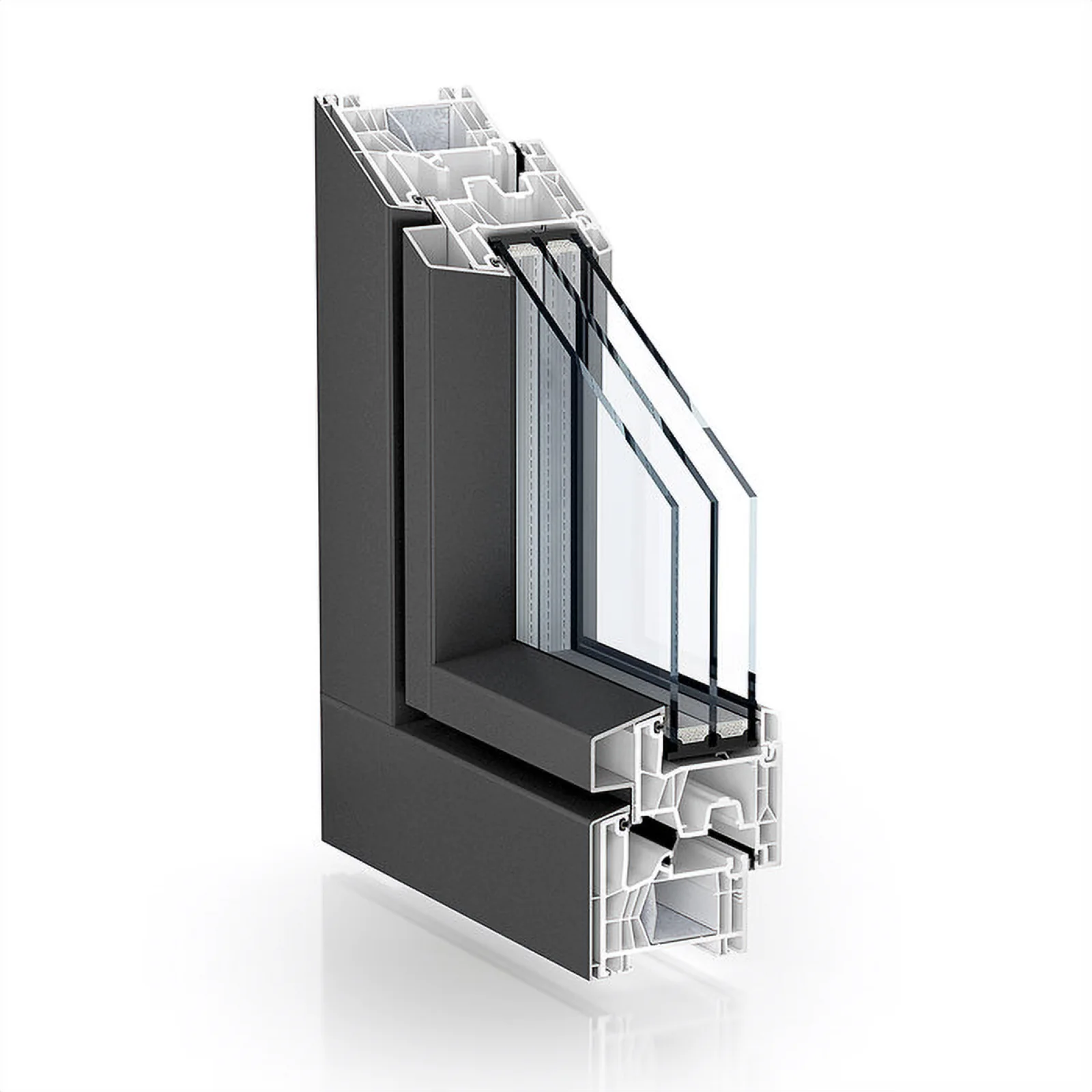 Corner section of the PVC AluClip Pro profile