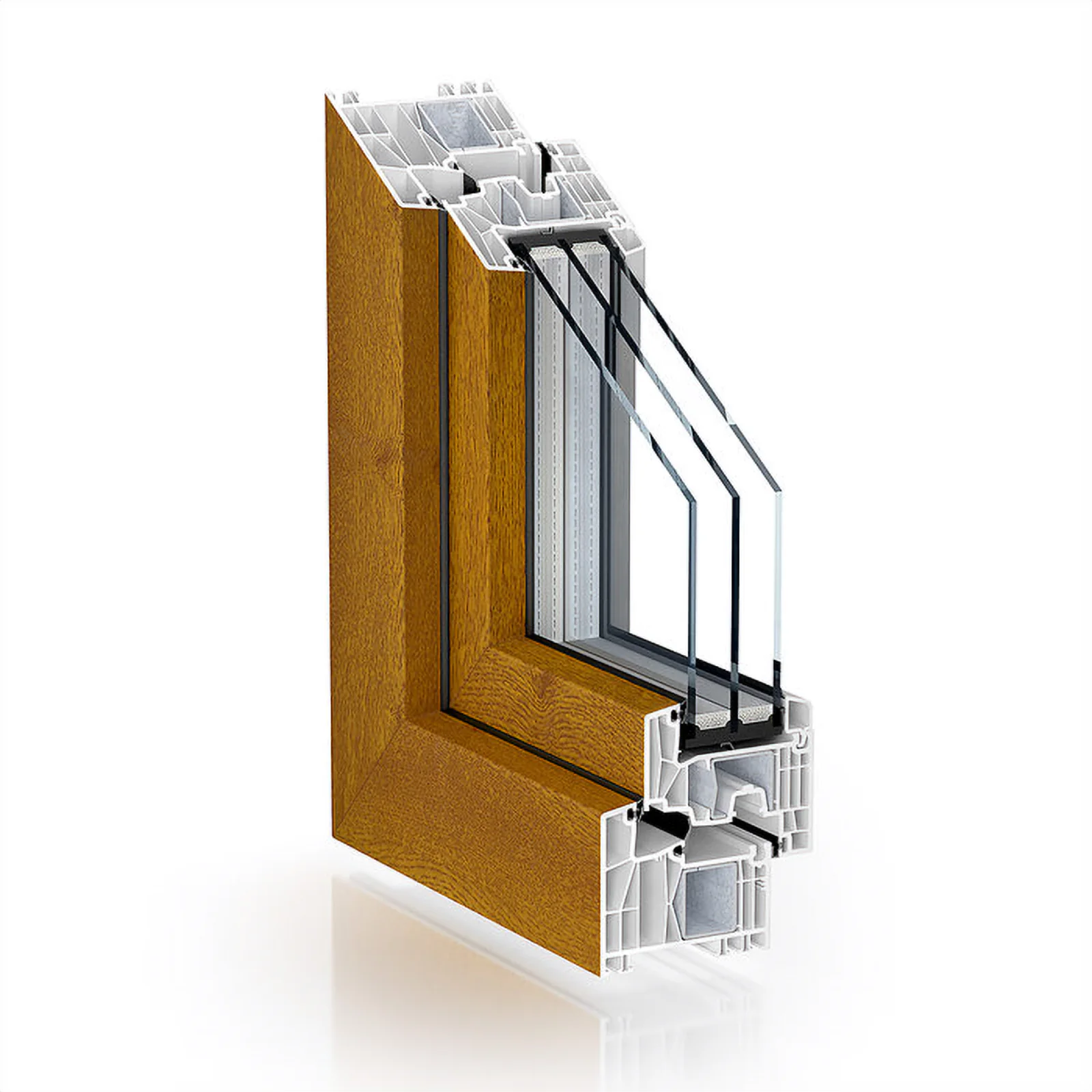 Corner section of the Kömmerling 88 MD profile