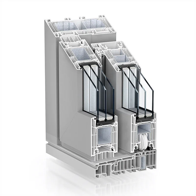 Corner section of the Kömmerling PremiDoor 76 profile