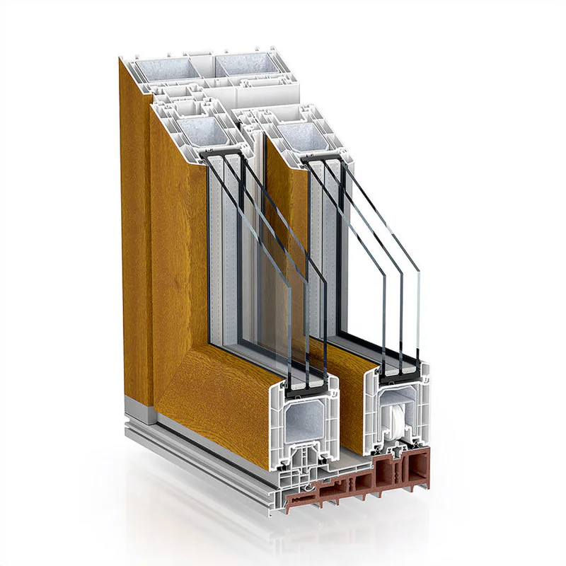 Corner section of the Kömmerling PremiDoor 88 profile