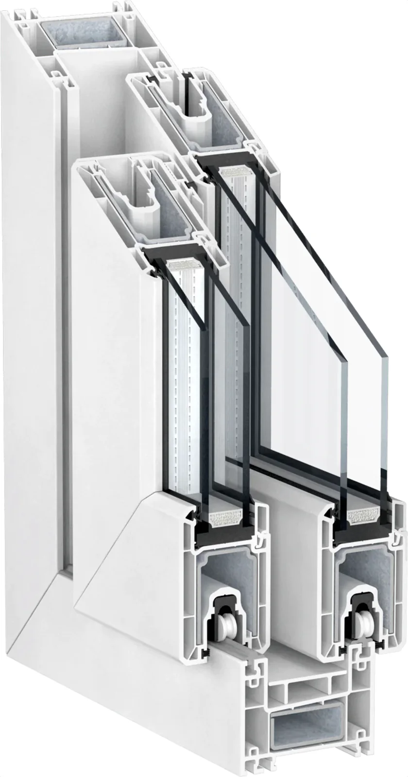 Corner section of the Kömmerling PremiLine profile