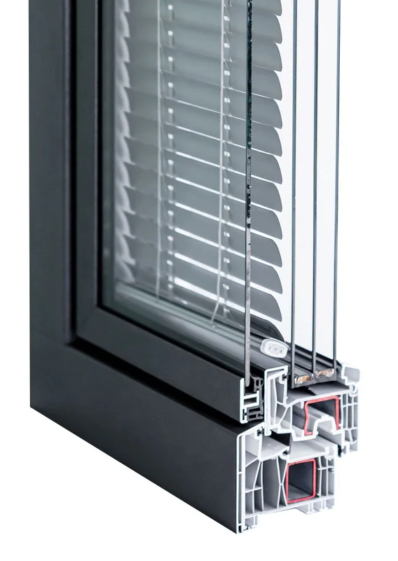 Corner section of the PVC with AluClip Add-On profile